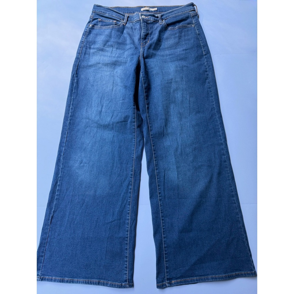 Levi's 318 Shaping Wide Leg Jeans Womens 16W Stretch Denim Preppy Minimalist